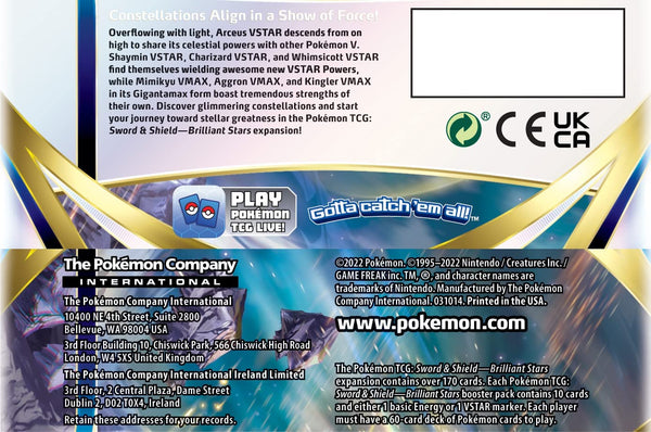 Pokemon TCG: Sword & Shield Brilliant Stars 36 Count Booster Box SportsnToys Pokemon TCG: Sword & Shield Brilliant Stars 36 Count Booster Box SportsnToys