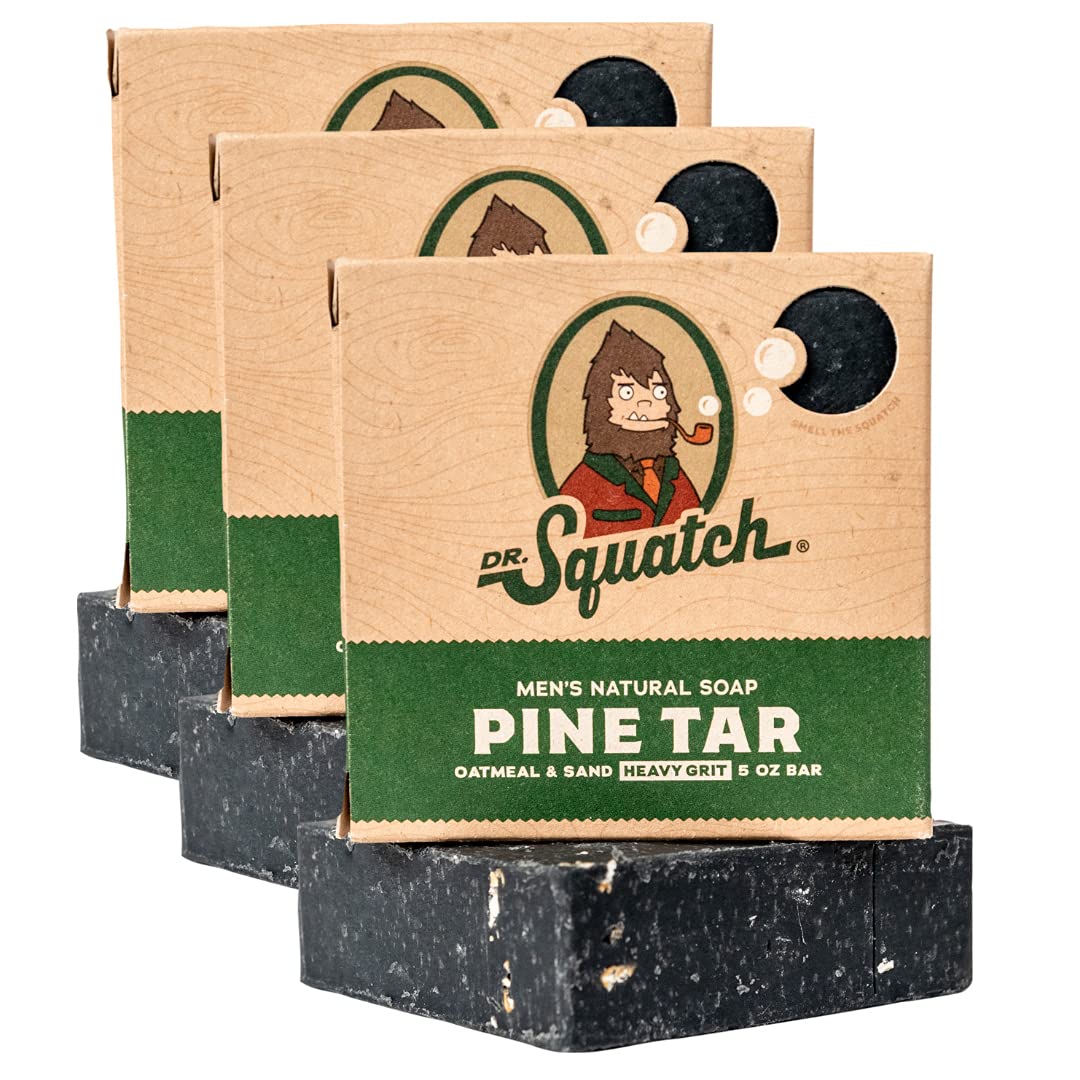 Dr. Squatch Pine Tar Soap 3-Pack Bundle – Mens Bar with Natural Woodsy –  SportsnToys