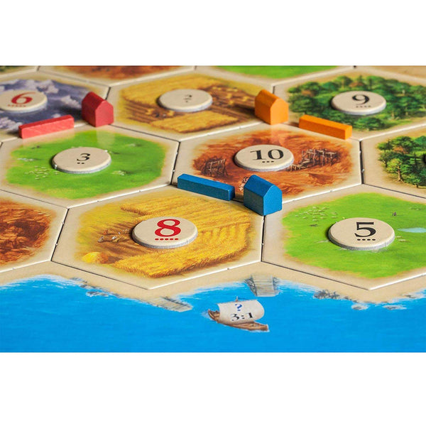Catan 5th Edition Board Game with Catan 5-6 Player Extension Bundle | Includes Convenient Drawstring Storage Bag with Game Players Logo Printed - SportsnToys